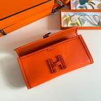JIGE ELAN 29 CLUTCH IN BRIGHT ORANGE CALFSKIN WITH LIZARD SKIN (MADE-TO-ODER)
