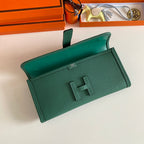 JIGE ELAN 29 CLUTCH IN FOREST GREEN CALFSKIN