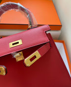 KELLY MINI 20 BAG IN RUBY RED CALFSKIN WITH GOLD HARDWARE (MADE-TO-ODER)