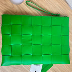 Große Kassettentasche, 35 Zoll, malachitgrünes Kalbsleder