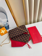 FÉLICIE POCHETTE 21 AUS BRAUNEM, DAMIER EBENE BESCHICHTETEM CANVAS-GOLD-HARDWARE