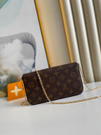 FÉLICIE POCHETTE 21 IN BROWN MONOGRAM CANVAS GOLD HARDWARE