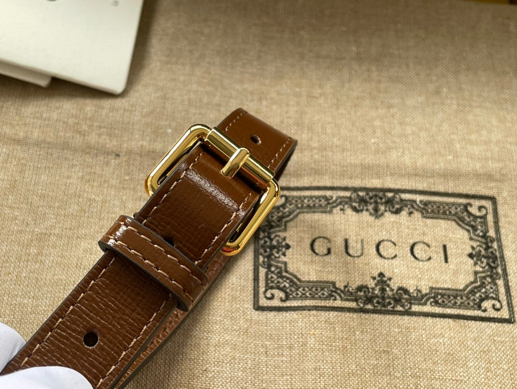 TASCHE MIT INEINANDERVERSCHLUSS G 22 AUS BEIGE-EBONY-CANVAS UND BRAUNEN KALBSLEDERBESETZUNG