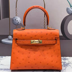 KELLY BAG 20 IN FIRE ORANGE OSTRICH LEATHER WITH GOLD HARDWARE (MADE-TO-ODER)