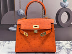 KELLY BAG 20 IN FIRE ORANGE OSTRICH LEATHER WITH GOLD HARDWARE (MADE-TO-ODER)