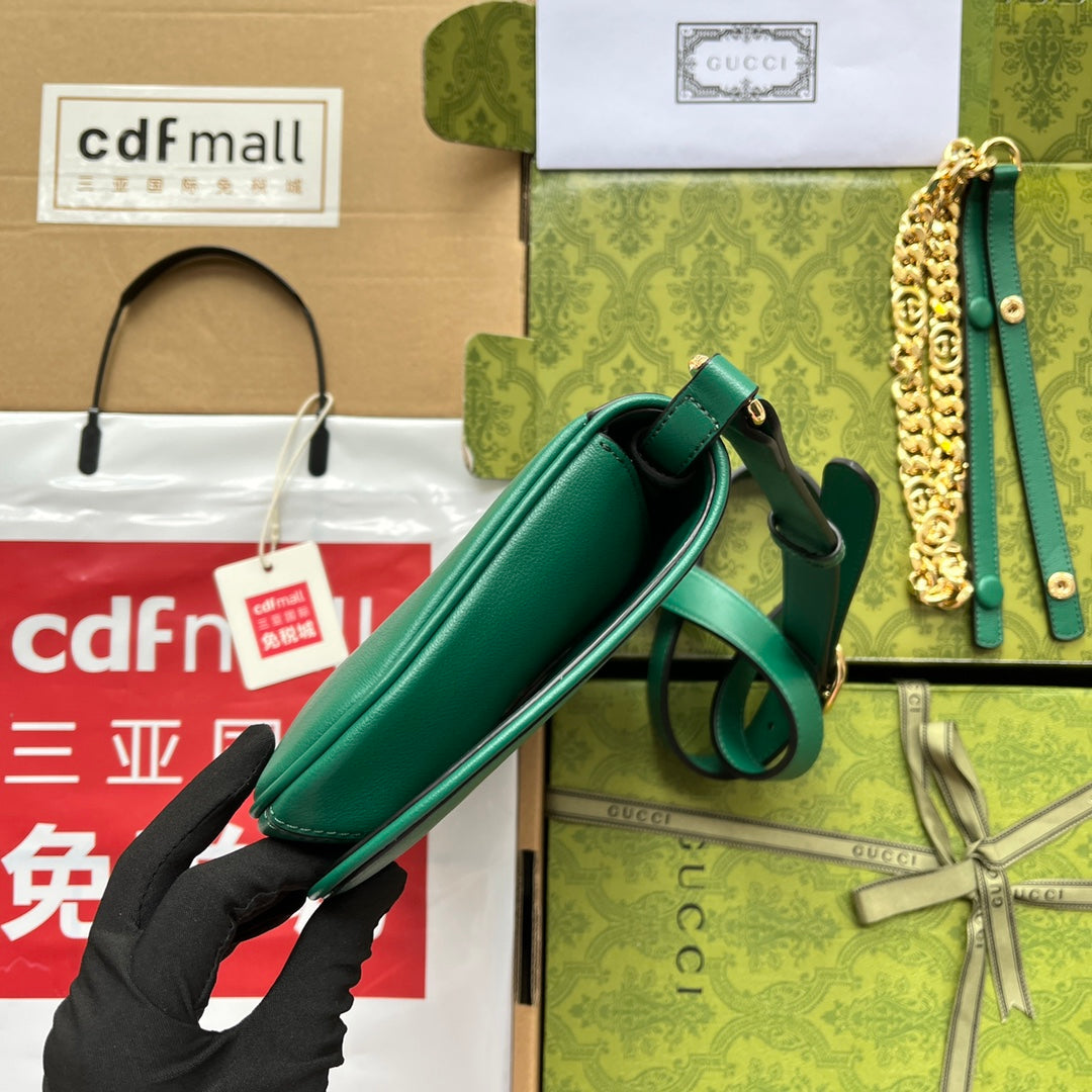 BLONDIE SCHULTERTASCHE 28 IN CASTLETON GREEN LAMMLEDER GOLDENE BESCHLÄGE