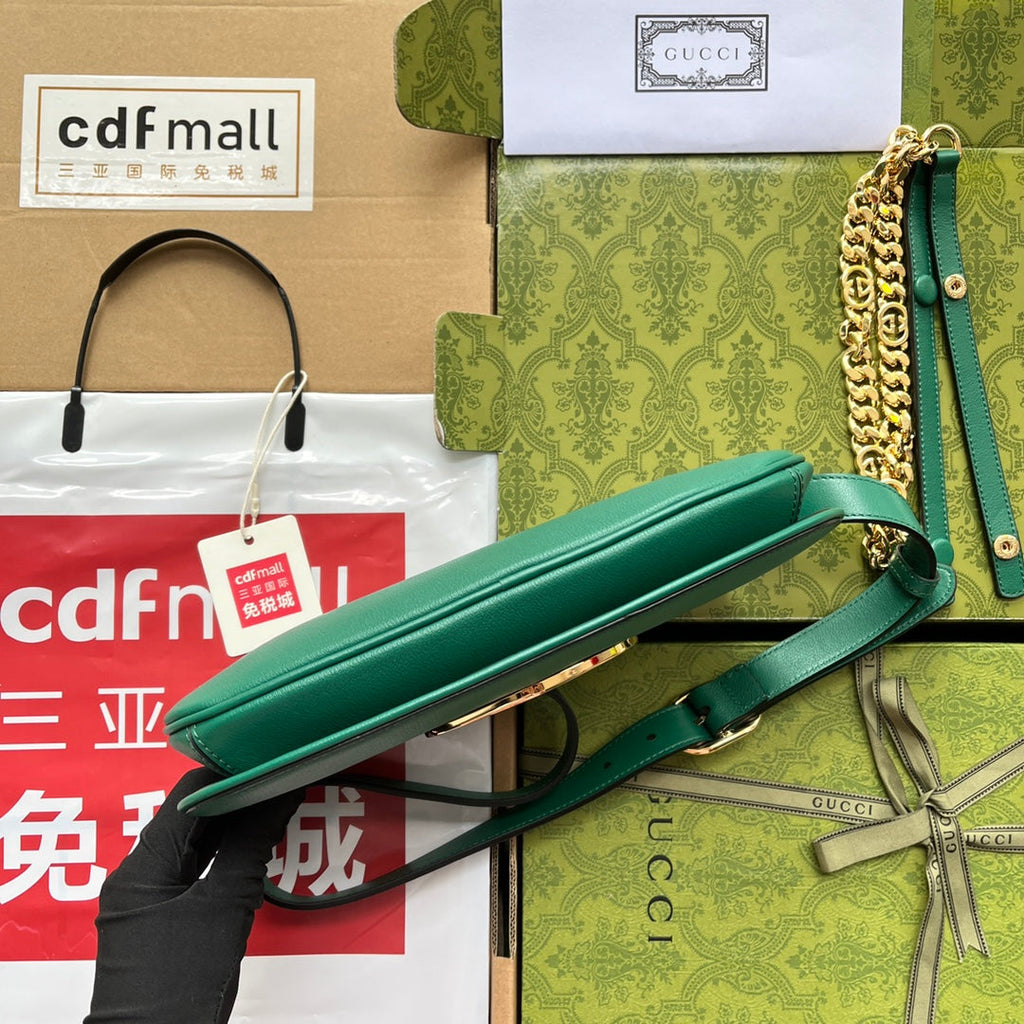 BLONDIE SCHULTERTASCHE 28 IN CASTLETON GREEN LAMMLEDER GOLDENE BESCHLÄGE