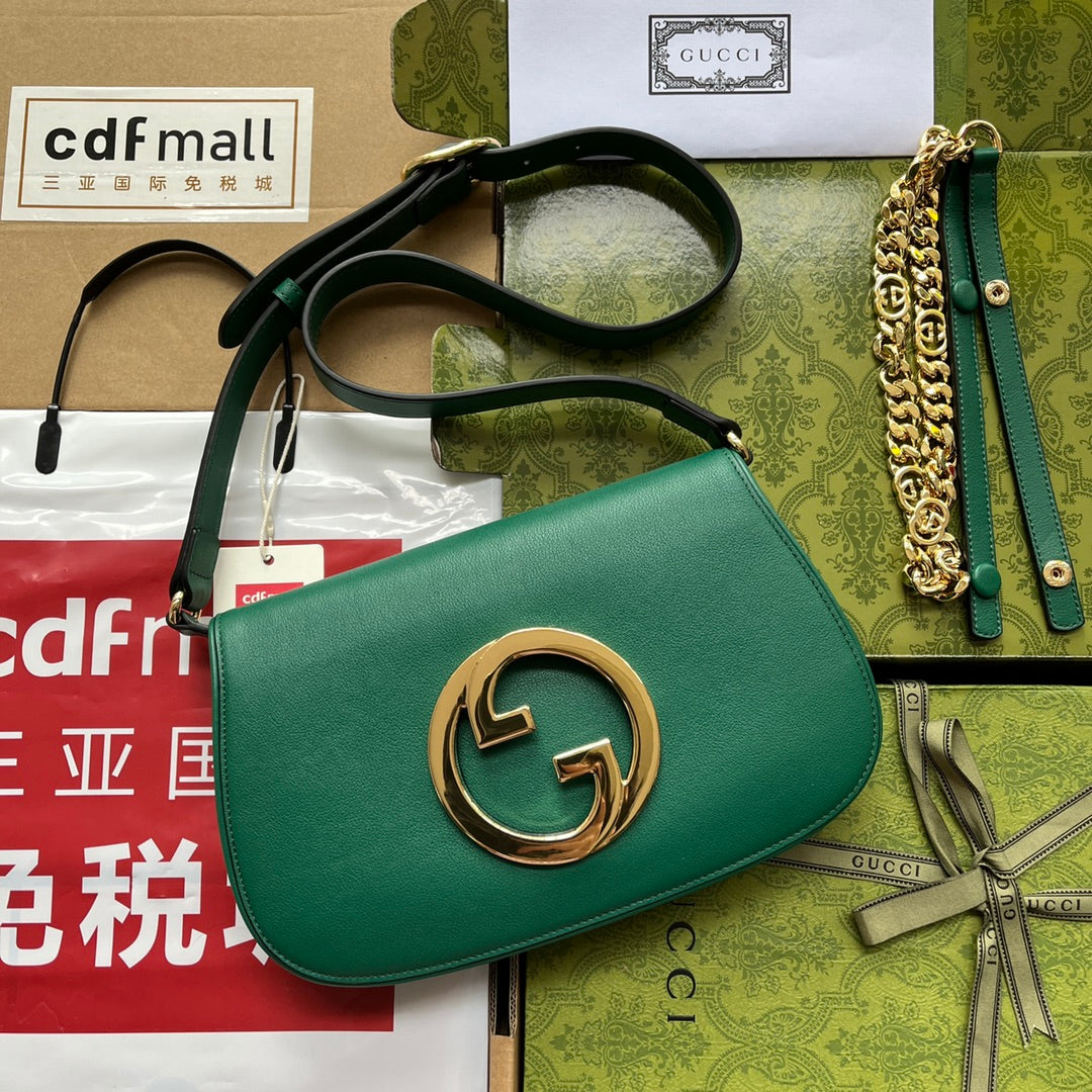 BLONDIE SCHULTERTASCHE 28 IN CASTLETON GREEN LAMMLEDER GOLDENE BESCHLÄGE