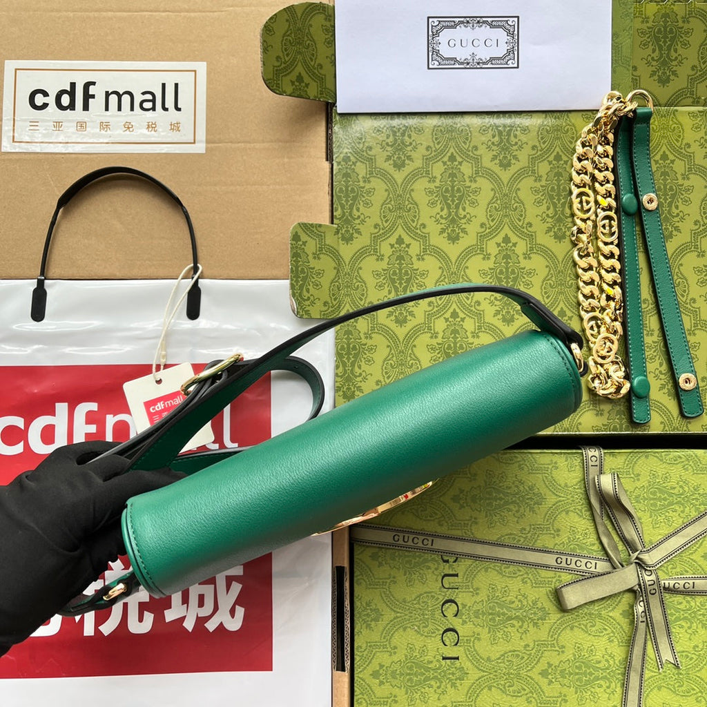 BLONDIE SCHULTERTASCHE 28 IN CASTLETON GREEN LAMMLEDER GOLDENE BESCHLÄGE