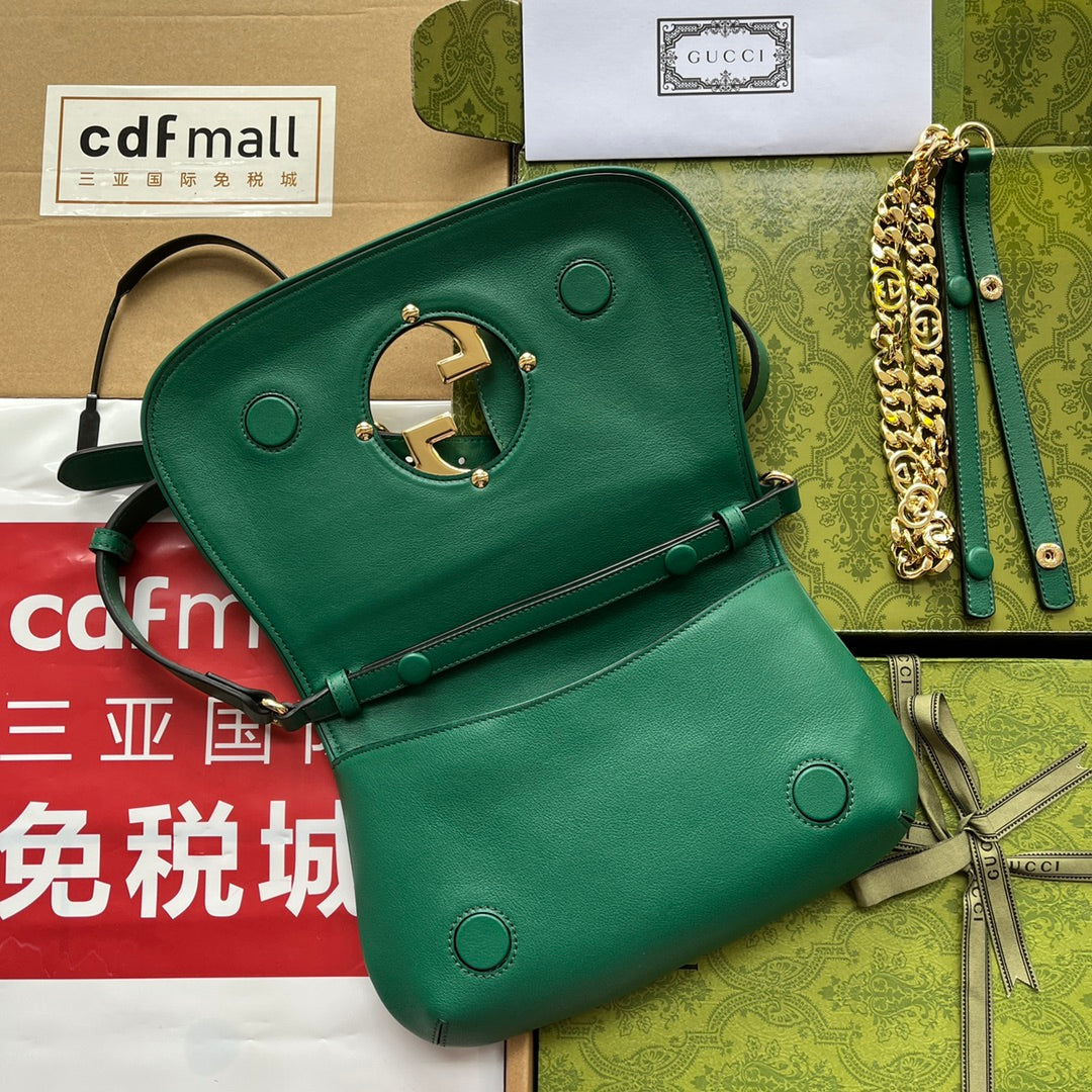 BLONDIE SCHULTERTASCHE 28 IN CASTLETON GREEN LAMMLEDER GOLDENE BESCHLÄGE