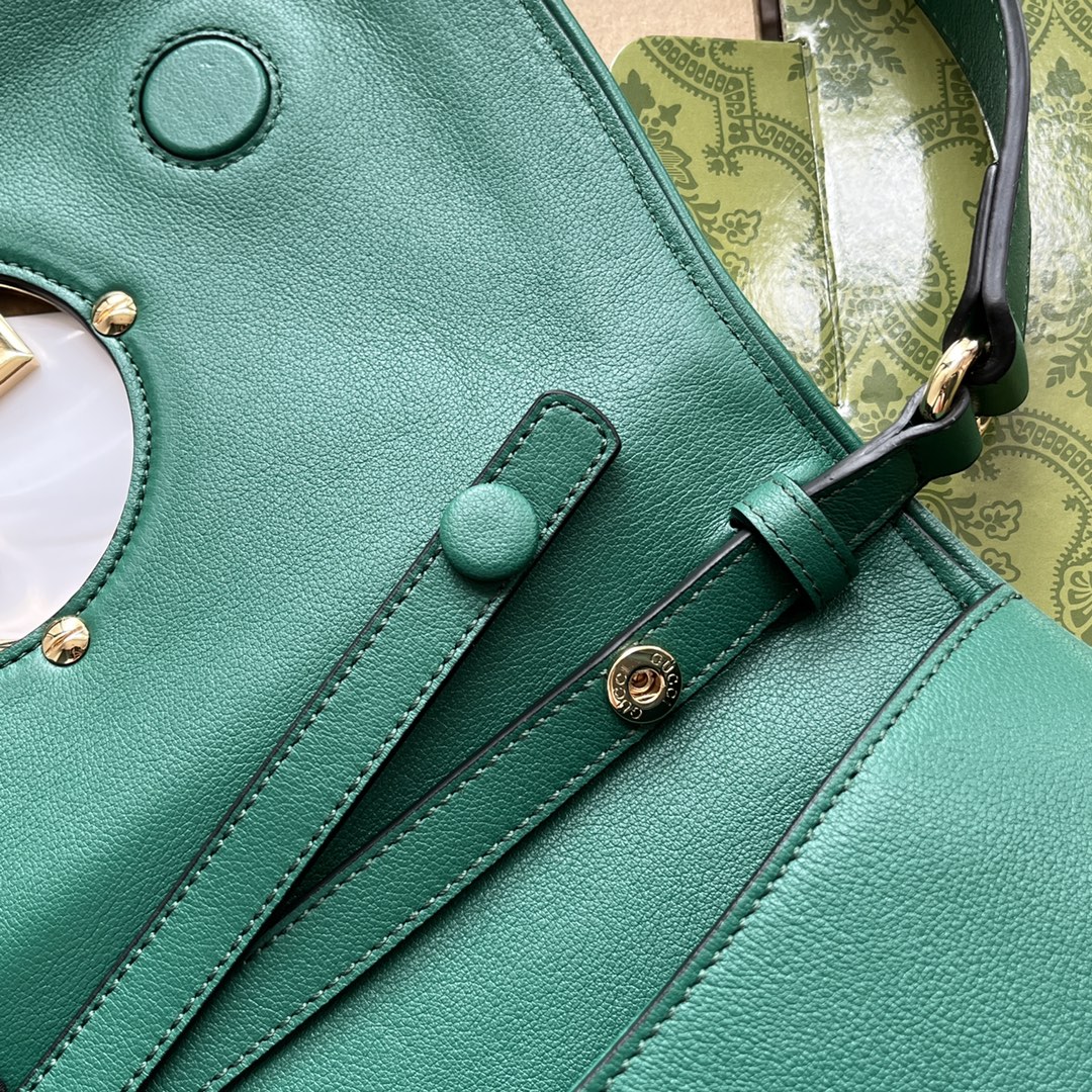 BLONDIE SCHULTERTASCHE 28 IN CASTLETON GREEN LAMMLEDER GOLDENE BESCHLÄGE