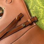 BLONDIE SCHULTERTASCHE 28 IN BRONZEBRAUN LAMMLEDER GOLDENE BESCHLÄGE