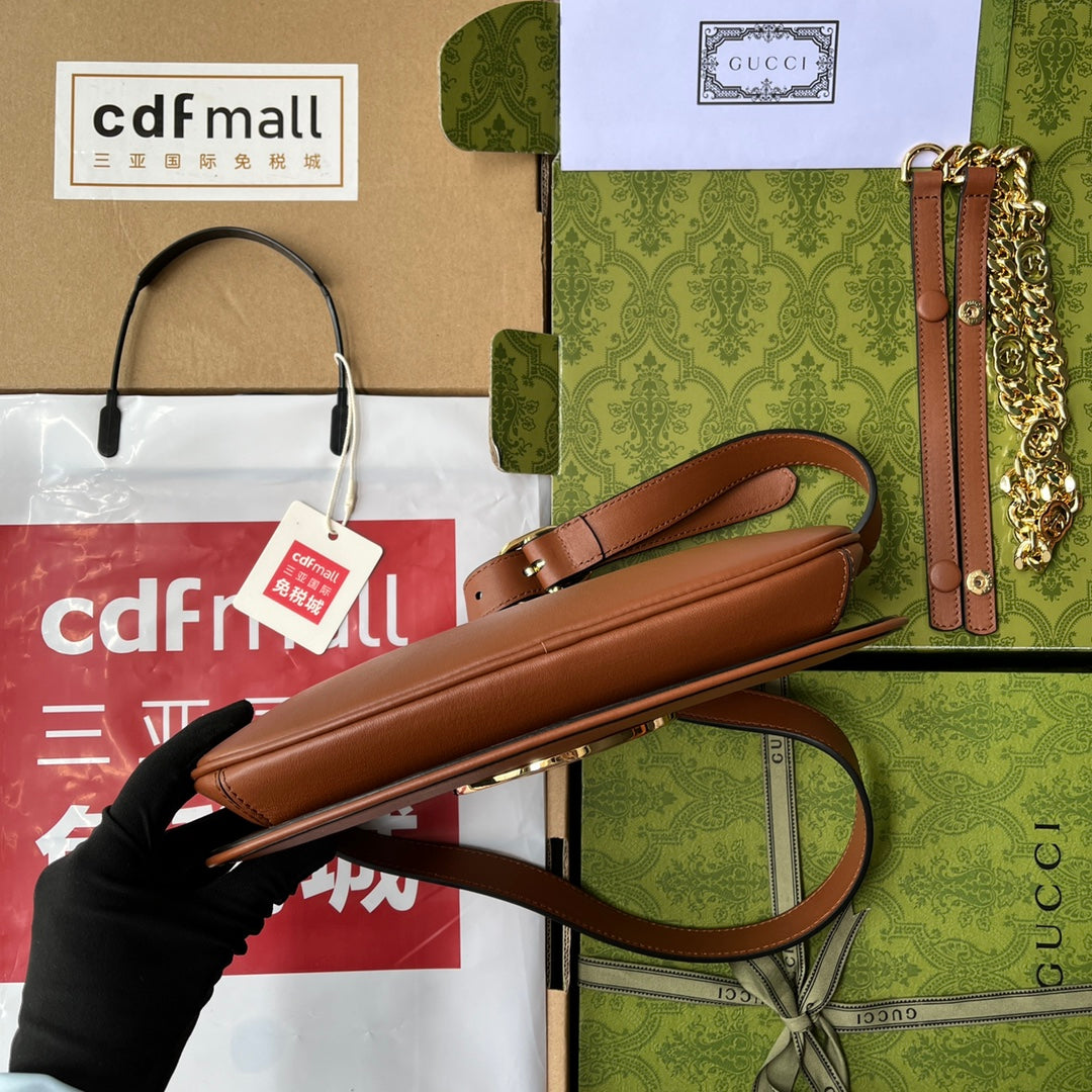 BLONDIE SCHULTERTASCHE 28 IN BRONZEBRAUN LAMMLEDER GOLDENE BESCHLÄGE