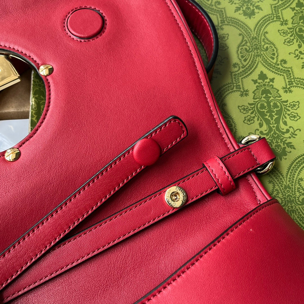 BLONDIE SCHULTERTASCHE 28 IN ROTES LAMMLEDER GOLDENE BESCHLÄGE