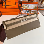 KELLY CUT 31 IN MOCHA BROWN CALFSKIN WITH SILVER HARDWARE