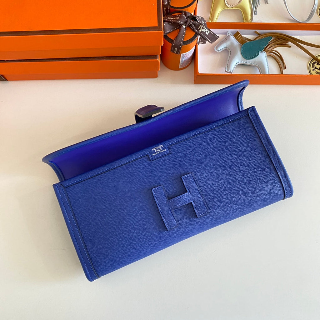 JIGE ELAN 29 CLUTCH IN COBALT BLUE CALFSKIN