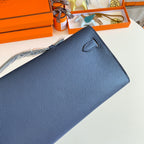 KELLY CUT 31 IN CLASSIC BLUE CALFSKIN WITH SILVER HARDWARE