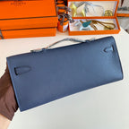 KELLY CUT 31 IN CLASSIC BLUE CALFSKIN WITH SILVER HARDWARE