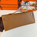 KELLY CUT 31 IN BRONZE BROWN CALFSKIN WITH GOLD HARDWARE