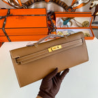 KELLY CUT 31 IN BRONZE BROWN CALFSKIN WITH GOLD HARDWARE