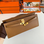KELLY CUT 31 IN BRONZE BROWN CALFSKIN WITH GOLD HARDWARE