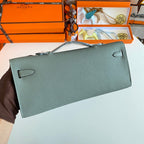 KELLY CUT 31 IN SEAFOAM GREEN CALFSKIN WITH SILVER HARDWARE