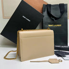 SUNSET MEDIUM 22 IN BEIGE CALFLEDER GOLDENE HARDWARE