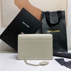 SUNSET MEDIUM 22 IN WEISSES KROKODIL-KALBSLEDER SILBERNE BESCHLÄGE