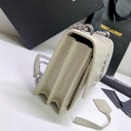 SUNSET MEDIUM 22 IN WEISSES KROKODIL-KALBSLEDER SILBERNE BESCHLÄGE