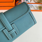 JIGE ELAN 29 CLUTCH IN AEGEAN BLUE CALFSKIN