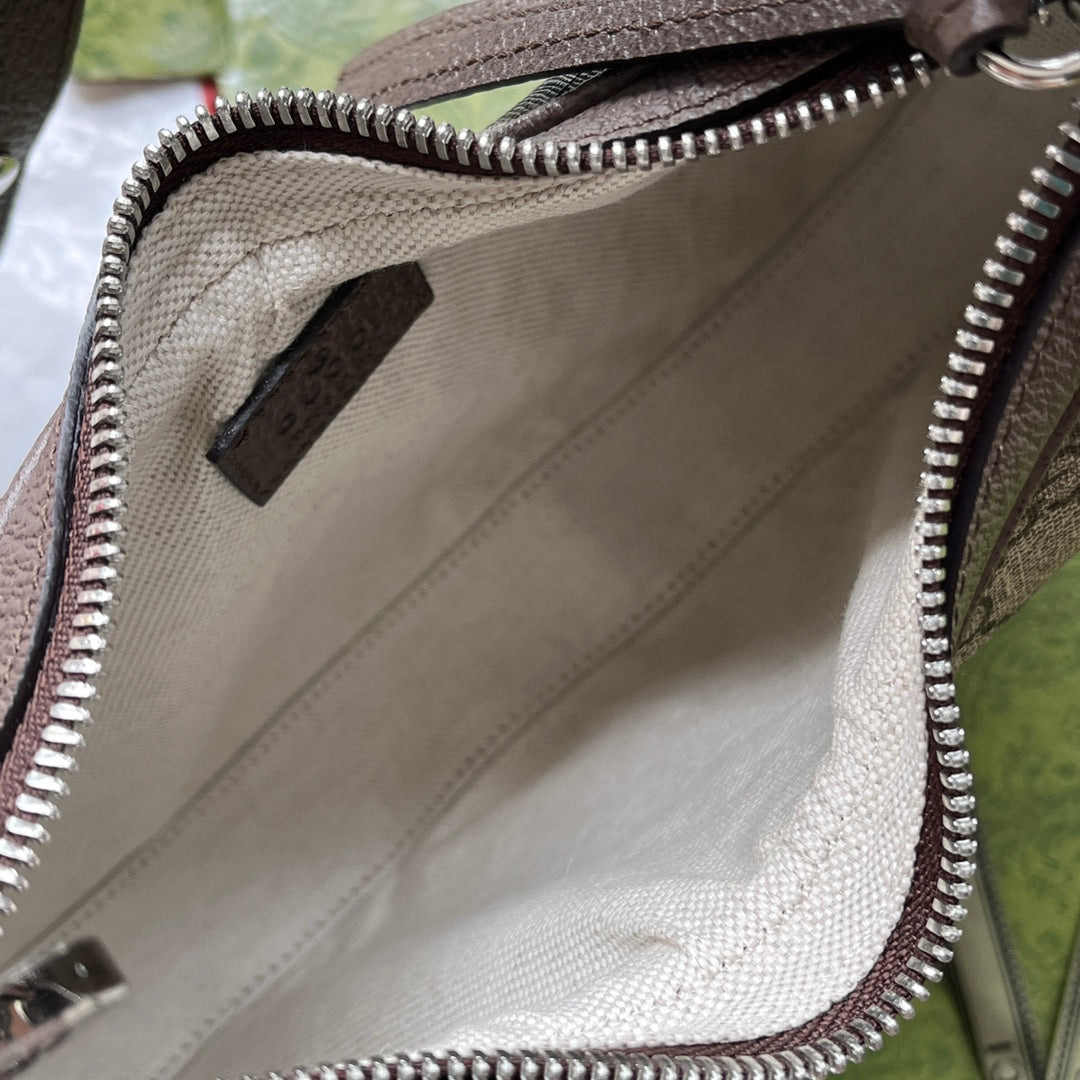 ATTACHE MINI BAG 23 IN BEIGE GG UND BRAUNEM BESATZ AUS KALBSLEDER