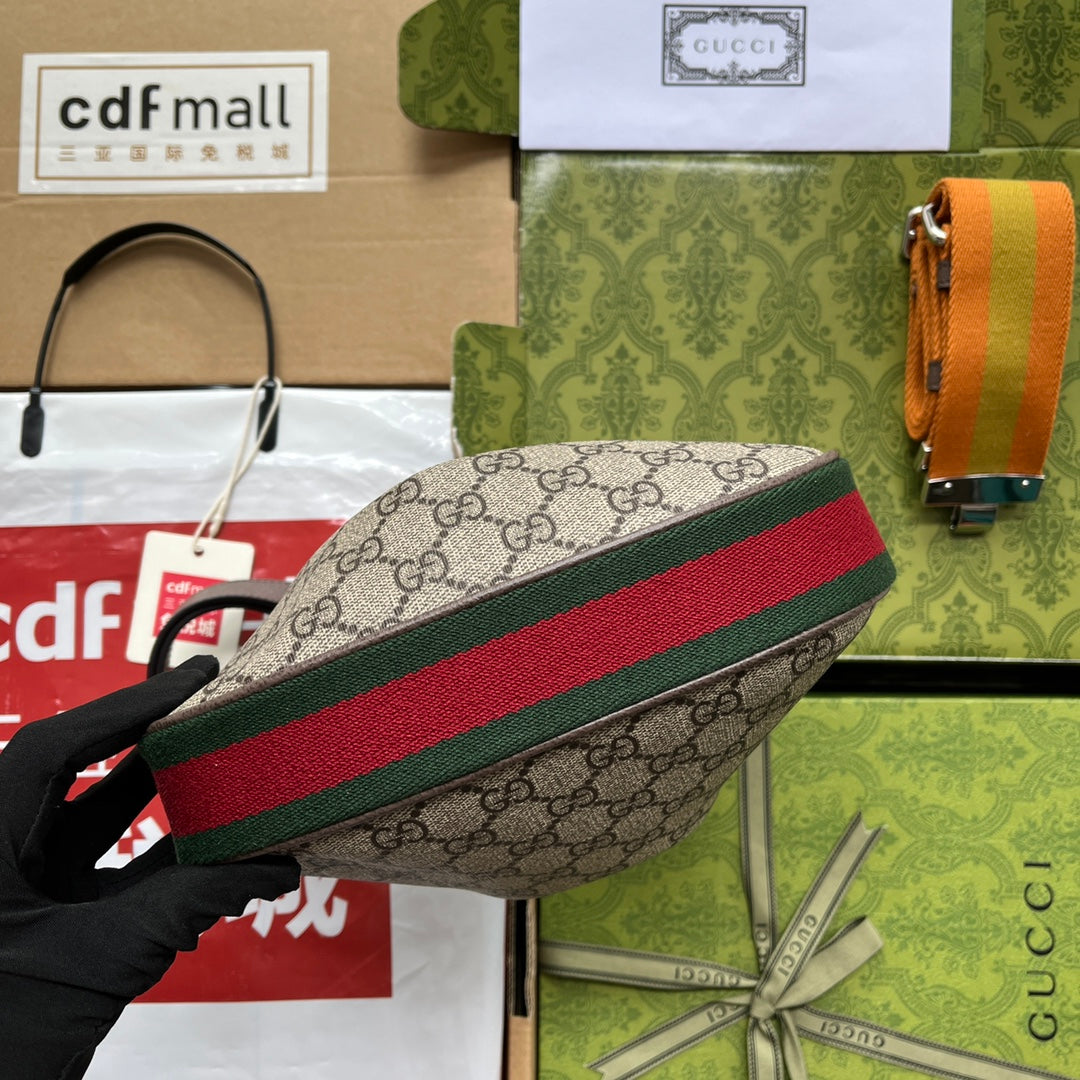 ATTACHE MINI BAG 23 IN BEIGE GG UND BRAUNEM BESATZ AUS KALBSLEDER