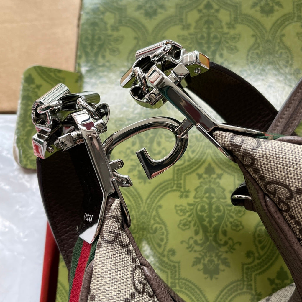 ATTACHE MINI BAG 23 IN BEIGE GG UND BRAUNEM BESATZ AUS KALBSLEDER