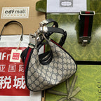 ATTACHE MINI BAG 23 IN BEIGE GG UND DUNKELBLAUEM KALBSLEDER