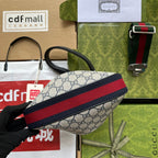 ATTACHE MINI BAG 23 IN BEIGE GG UND DUNKELBLAUEM KALBSLEDER