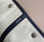 GARDEN PARTY 36CM IN WHITE TOILETS COTTON CANVAS AND BLACK CALFSKIN