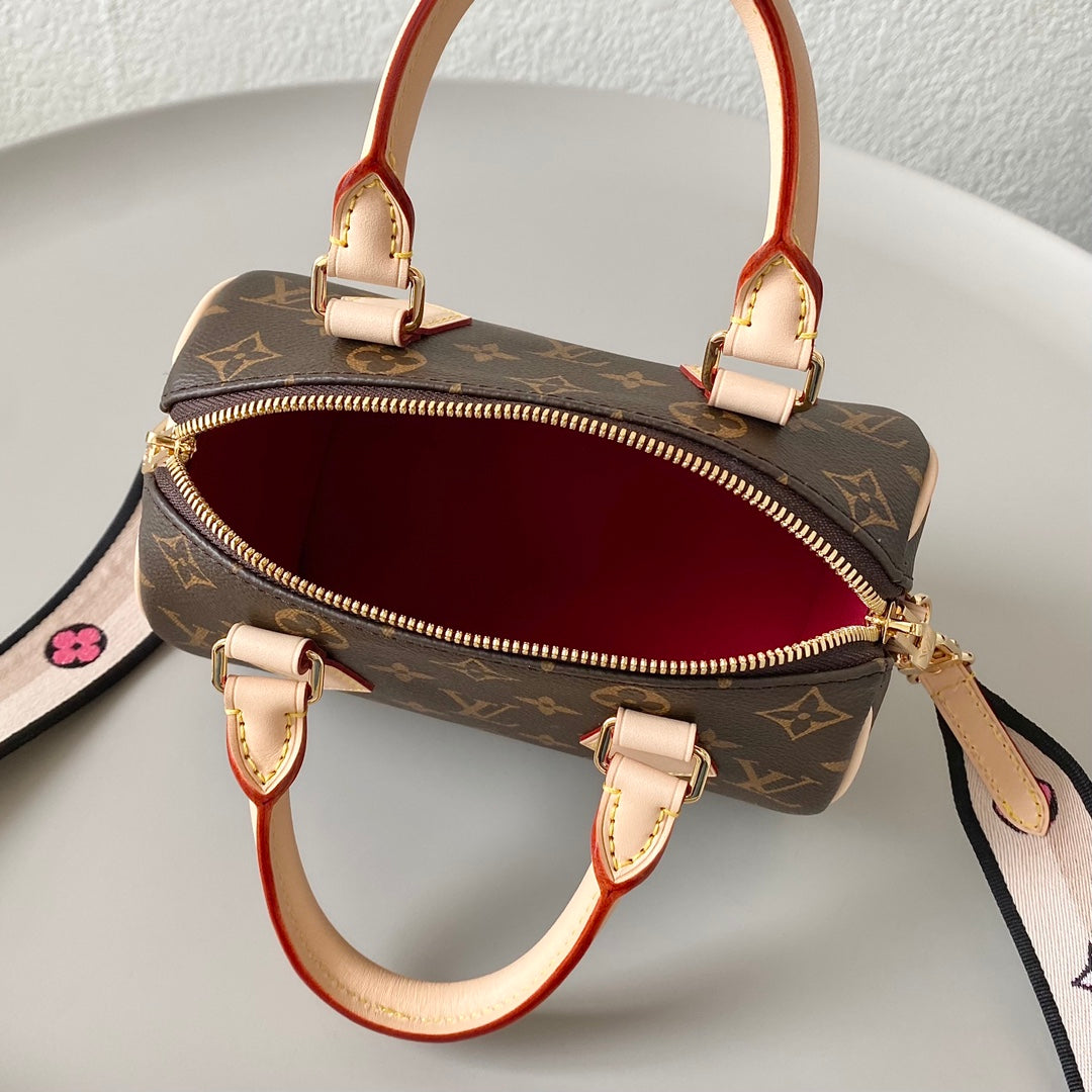 SPEEDY BANDOULIERE 25 BRAUN MONOGRAMM LEINWAND