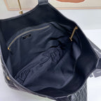 ICARE 58 MAXI EINKAUFSTASCHE IN SCHWARZEM LAMMLEDER, GOLD-TONE-METALLIC