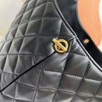 ICARE 58 MAXI EINKAUFSTASCHE IN SCHWARZEM LAMMLEDER, GOLD-TONE-METALLIC