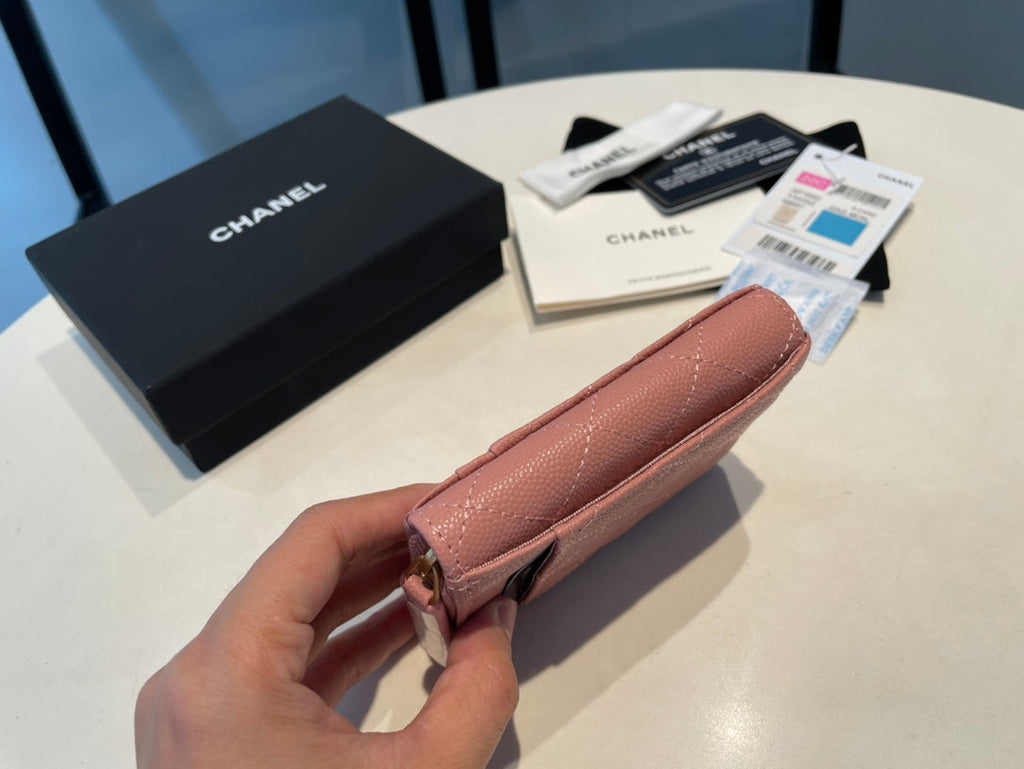 CC Münzgeldbörse mit Reißverschluss, 11 Pfirsichfarbenes Kalbsleder