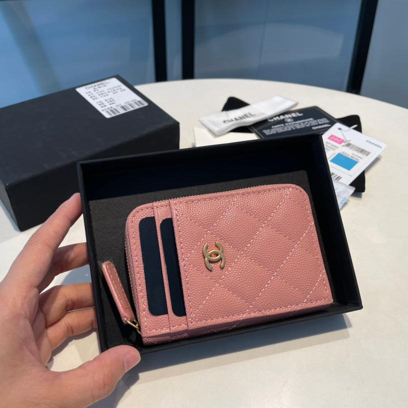 CC Münzgeldbörse mit Reißverschluss, 11 Pfirsichfarbenes Kalbsleder