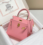 KELLY MINI 20 TASCHE AUS ROSA KALBSLEDER MIT GOLDENEN BESCHLÄGEN (AUF BESTELLUNG GEFERTIGT)