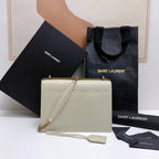 SUNSET MEDIUM 22 IN WEISSES KROKODILMUSTER-KALBLEDER GOLDENE BESCHLÄGE