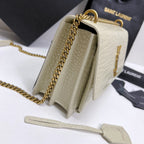 SUNSET MEDIUM 22 IN WEISSES KROKODILMUSTER-KALBLEDER GOLDENE BESCHLÄGE