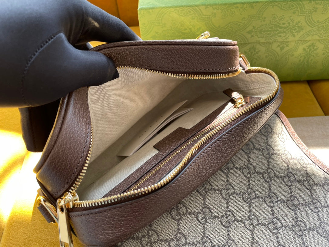 GG OPHIDIA SMALL 23 TASCHE IN BEIGE UND EBONY SUPREME CANVAS