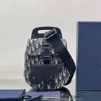 GALLOP SLING BAG 27 IN BEIGE MIX BLACK OBLIQUE JACQUARD AND CALFLEDER