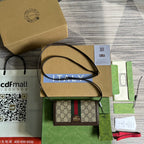 MINI 19 OPHIDIA BAG IN BROWN CALFSKIN AND BEIGE CANVAS