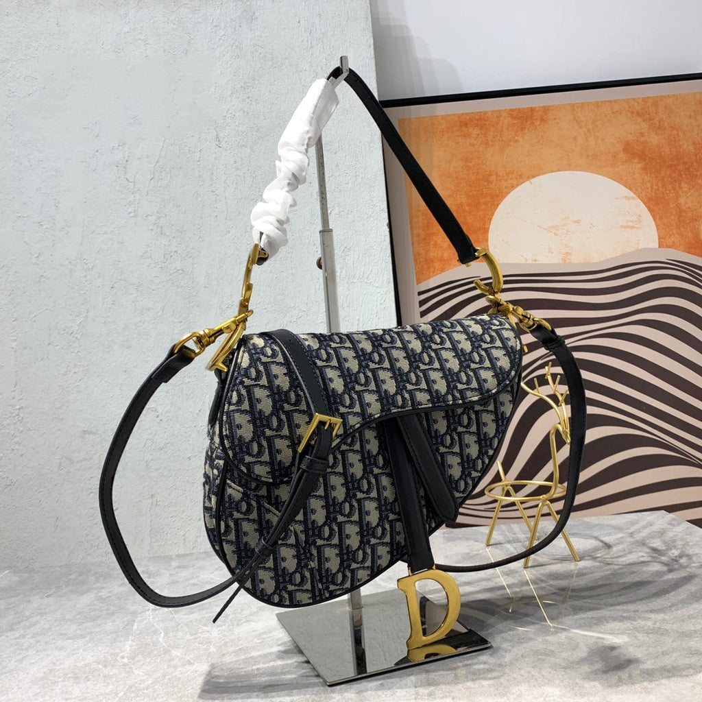 CD-Satteltaschenriemen mit 25,5 cm langem Riemen, blau, Obique-Stickerei