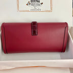 JIGE ELAN 29 CLUTCH IN CHERRY RED CALFSKIN WITH WINE RED LIZARD SKIN (MADE-TO-ODER)