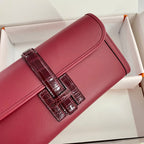 JIGE ELAN 29 CLUTCH IN CHERRY RED CALFSKIN WITH WINE RED LIZARD SKIN (MADE-TO-ODER)